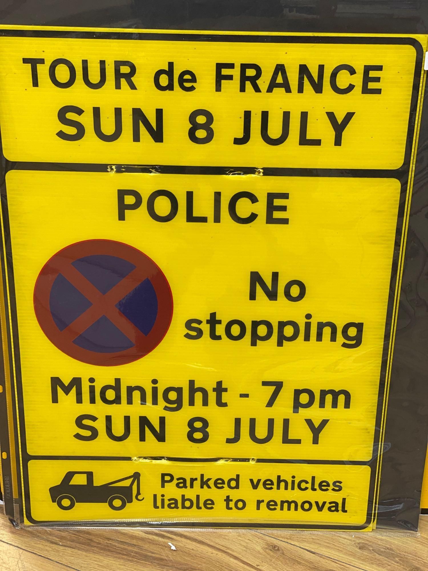 Tour de France Interest (UK), Sunday 8 July 2007, including road signs and printed ephemera